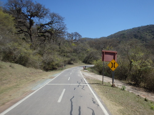  The road narrows to one lane.